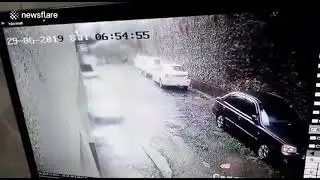 Security cam captures moment wall collapses on parked cars in Mumbai