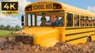 Wheels on the Bus | Adventure in the Sticky Mud | Bus Washing Day for Kids