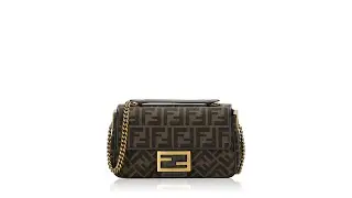 Fendi Jacquard FF 1974 Midi Chain Baguette Tobacco Moro