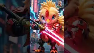 cute baby Golden Chicken cyber robot