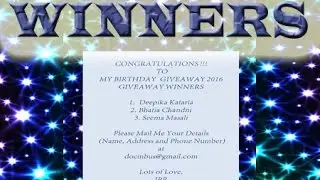 MY BIRTHDAY GIVEAWAY 2016 WINNERS ANNOUNCEMENT | IndianBeautyReviewer