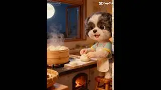 Tokki Making Dumpling ❤️🧡💛💚🩵💙💜#dog #puppy #shorts