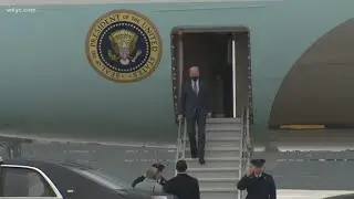 Air Force One arrives in Cleveland as President Biden visits Northeast Ohio