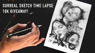 Glitch Surreal Sketch Time lapse | 10k Giveaway!