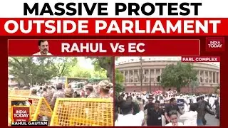 INDIA Bloc Protest In Delhi: Rahul Gandhi Leads MPs' March to EC, Police Deny Permission