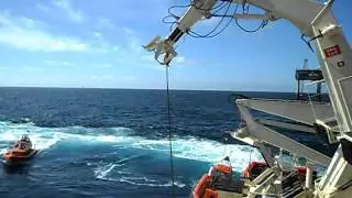 RESCUE VESSEL RECOVERY AT SEA.
