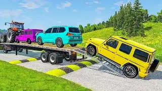 Flatbed Truck Mcqueen #30 | Transportation with Truck - Pothole vs Car - Beamng.Drive