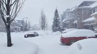 Huge Snowflakes Mixed with Ice Pellets in Toronto Suburbs and Southern Ontario | Snow Walk