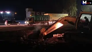 Shoddy work again at Eveready roundabout after dangerous sinkholes reemerges, motorists take caution