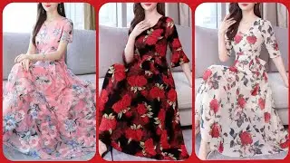 Gorgeous And Elegant Stylish Floral Print Chiffon Long Maxi Dress Design 2020