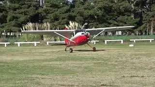 Foxpine Aerodrome Foxton - Cessna 180 ZK-CBH Take off RWY27 - 7/6/2020