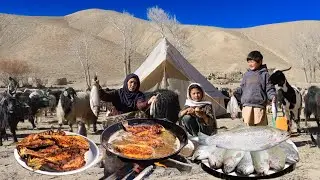 Surviving in the Highest Mountain of Afghanistan | Cooking Fish Shepherd Style in the Village Nature