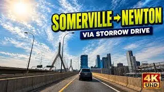 🚖 I-93 Somerville to Church St Newton MA | Scenic 4K Drive via Storrow Dr (7/18/22)