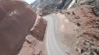 Cars wrecked off the cliff and the remnants of the Hanging Flume