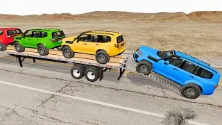 Flatbed Truck Mcqueen Transportation with Truck Pothole vs Car BeamNG Drive#5