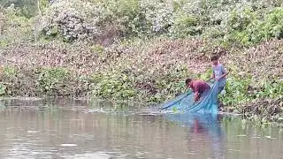 Fishing at local natural pond
