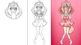 🌸My Neko/Werewolf OC (Kitty Chu) doing OC hanging trend. (Art Process)🌸|Artist 🎨:@KittyChuTheKawaii 