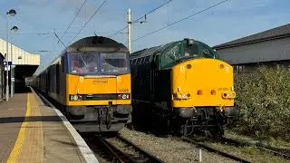 Ex LNWR 350244 heads to Ardwick TMD and Rail Ops Group 37608 hauls 2 barriers to Derby (26/10/24)