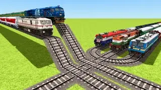 THE CRAZY SHARP U-TURN VS TWO TRAINS ON TOP HEIGHT JUMPING RAILROAD ▶️ Train Simulator | CrazyRails