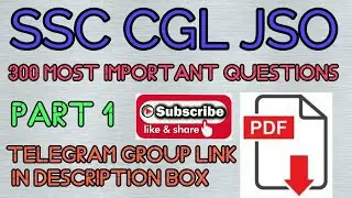 SSC CGL JSO 2021!! 300 Most Important questions series part 1
