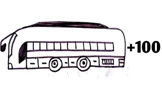 🔥 100 Number से Luxury Bus Drawing | Unique Number Art for Adults | Viral Pencil Sketch Tri