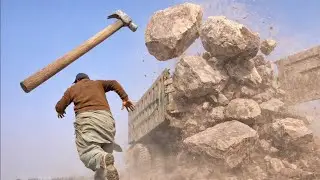 Blood, Sweat & Stone: How Rock Crusher Workers Push Through Everything!!!#dangerous ☠️👹😱☠️