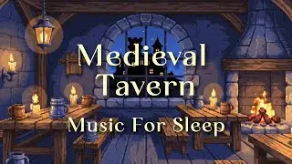 Medieval Tavern Night. Cozy Fireplace, Gentle Music, Distant Castle Lights for Sleep & Relaxation