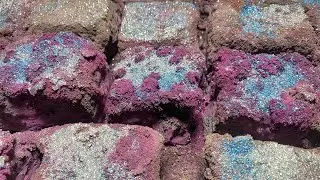 Earthy brown chalk into pink topp and blue sparkle🩷💙do subscribe #asmr 