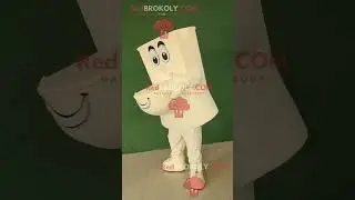 White Toilet REDBROKOLY mascot Costume - Smiling Bowl Googly Eyes - white pants - shoes