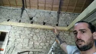 pose d'entrait de ferme sur blochets en plancher en sous oeuvre