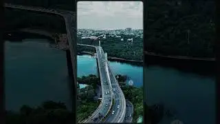 Aerial view of Hyderabad&rsquo;s iconic Durgam Cheruvu Cable Bridge