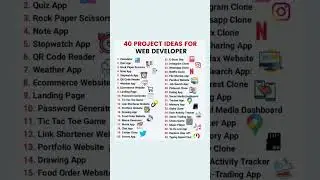 40 Projects Ideas for Web Developer 👨&zwj;💻.                     #webdeveloper #projects #projectideas