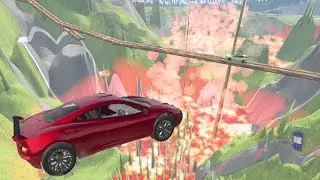 Cars Crash vs Log Bridge in Lava Crater - Best Map &ndash; BeamNG Drive #SHORT #BeamNGDrive