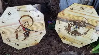 Laser engraved Pine wood wall clocks