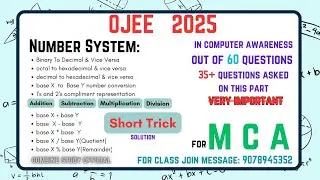 Ojee MCA 2025 preparation on number conversion computer arithmetic #computerawareness #ytvideo #yt