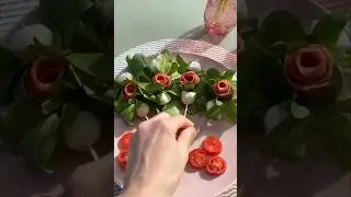 What do you think? 🥓🧀 Food Art Decorations #shorts #salami #bacon #flowers #foodart #food #diy