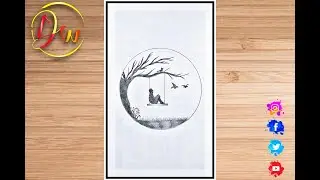 A sad boy sitting alone drawing for beginner||Full video is already uploaded||Shashi drawing world.