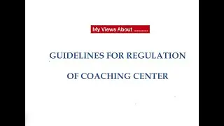 Guidelines For Coaching Centre's