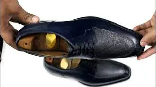 Men's Handmade Navy Blue Leather Shoes | Handmade | Pattern Leather | Lace Up | 2021 New Boots