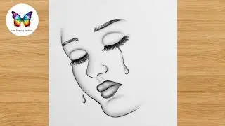 How to draw a realistic crying girl's face || step by step full tutorial for beginners #trending 