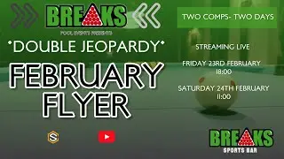 'DOUBLE JEOPARDY' TWO COMPS - TWO DAYS | 8 BALL POOL EVENT AT BREAKS SPORTS BAR LEEK | FRIDAY