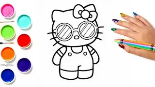 Рисунок-раскраска с мультяшной Hello Kitty 🎀 | Детское творчество