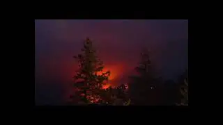 Lytton BC Mountainside and Town Burn at nighttime July 01, 2021