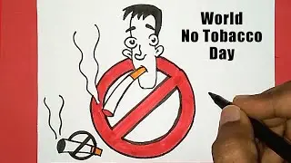 How to draw No Smoking sign Drawing | Don't smoke Drawing poster | world No Tobacco Day
