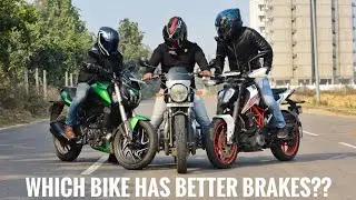 Dominar 400 UG 2019 Vs Duke 390 Vs Interceptor 650 | ABS Brake Test
