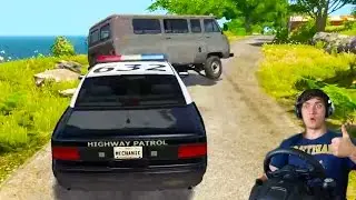 ПОЛИЦЕЙСКАЯ ПОГОНЯ В BEAMNG DRIVE + РУЛЬ LOGITECH DRIVING FORCE GT