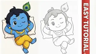 How to Draw Lord Krishna - Step by Step Drawing Tutorial