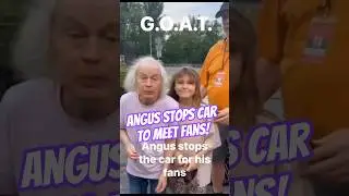 AC/DC proves true class as Angus Young stops his car to meet fans on the Power Up Tour ⚡ #ACDC