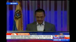 Ministro Villegas entrega primer parte m&eacute;dico de Ch&aacute;vez desde su llegada a Venezuela