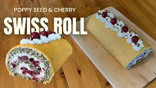 Marzipan Poppy Seed Cherry Swiss Roll